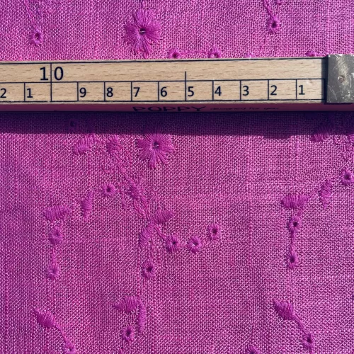 Tissu Lin Brodé Enora Cyclamen