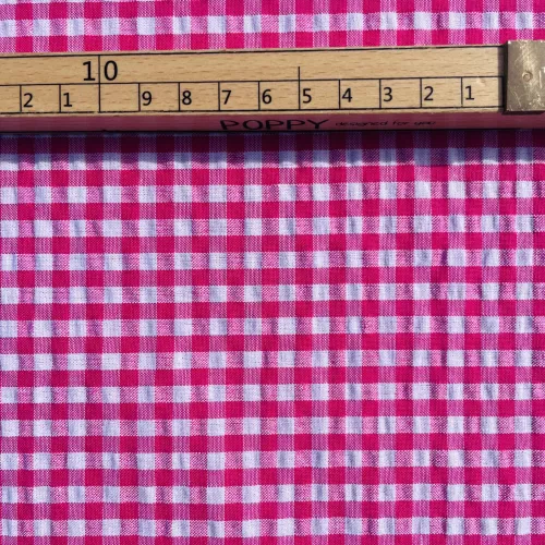 Tissu Seersucker Vichy Fuchsia