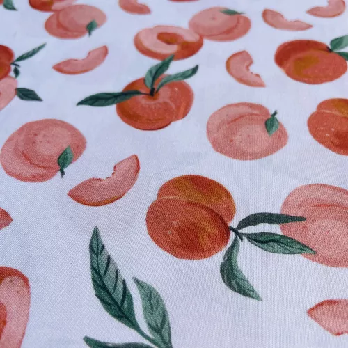 Tissu Popeline Blanche Pêche