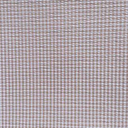 Tissu Seersucker Vichy Beige