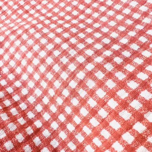 Tissu Double Gaze Vichy Argile
