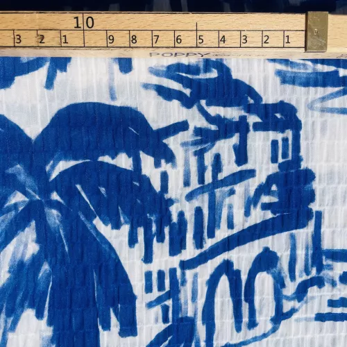 Tissu Viscose Seersucker Crète