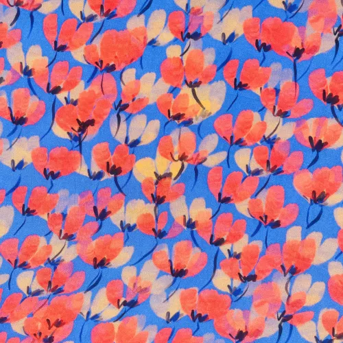 De jolis coquelicots rouges sur fond bleu roy