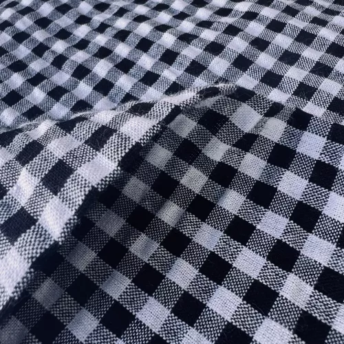 Tissu Seersucker Vichy Noir