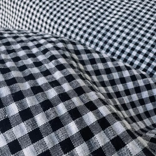 Tissu Seersucker Vichy Noir