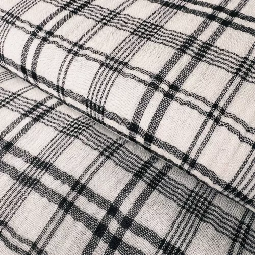 Tissu double Gaze Tartan Noir