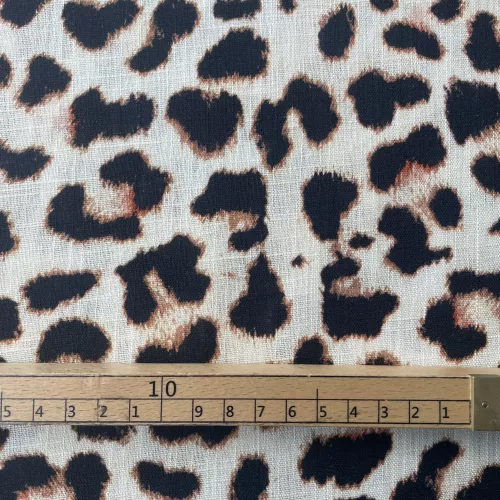 Tissu Lin Viscose Léopard