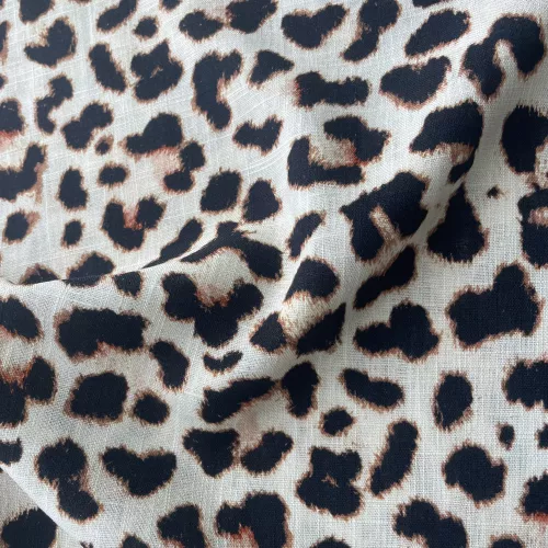 Tissu Lin Viscose Léopard