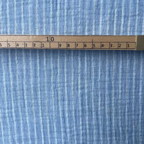 Tissu Double Gaze Rayée Ciel