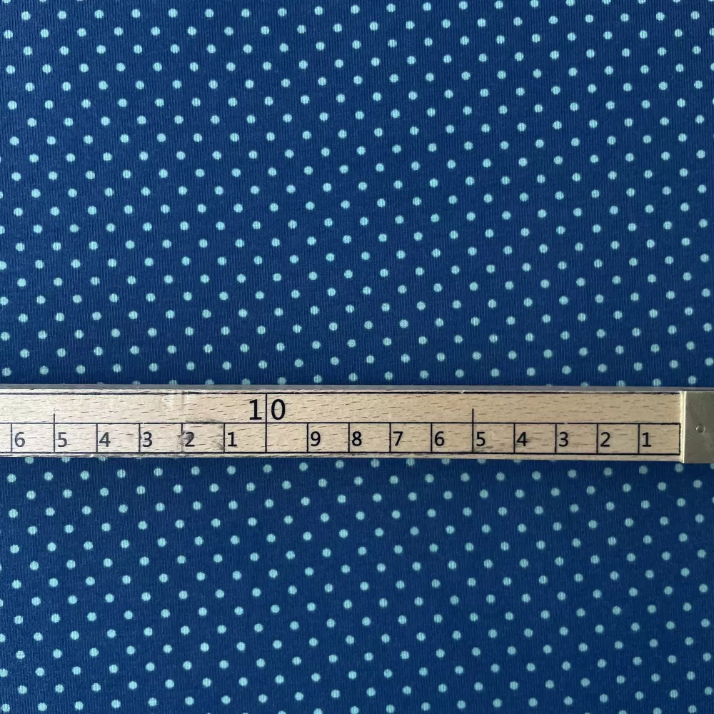 Tissu Jersey Bleu Pois Vert