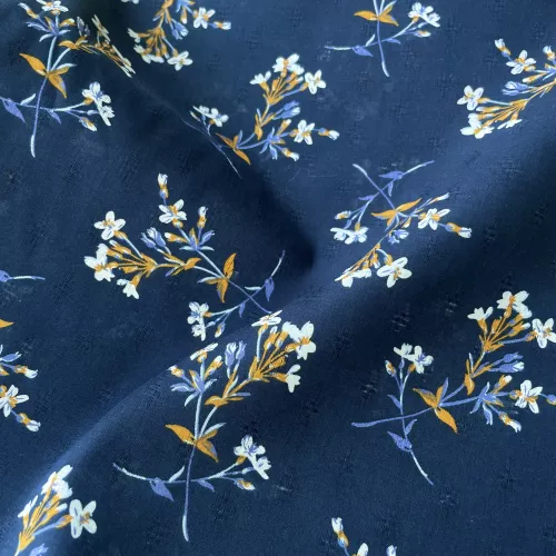 Tissu Coton Dobby Fleur...