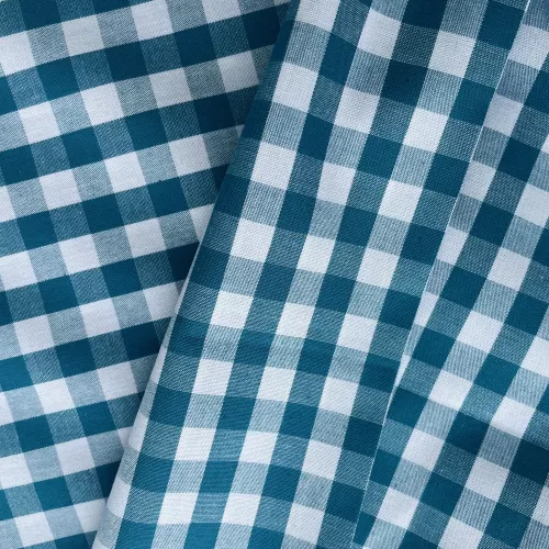 Tissu Popeline Vichy Lagon