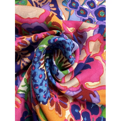 Viscose Flowers & Rayures