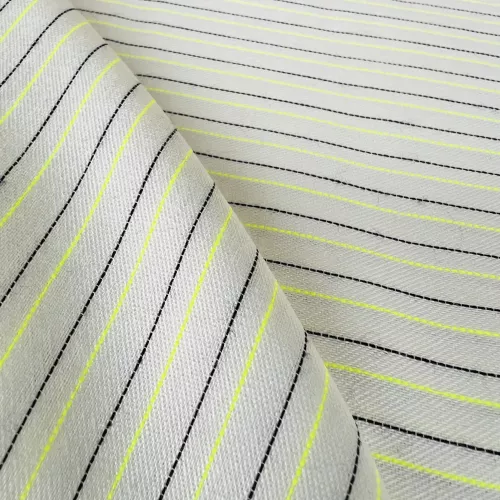 Tissu Twill Viscose Néon Rayé