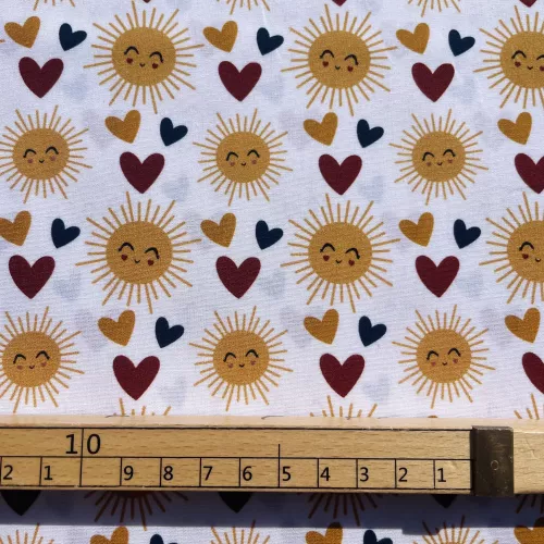 Tissu Popeline Soleil Coeur