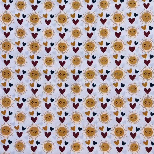 Tissu Popeline Soleil Coeur