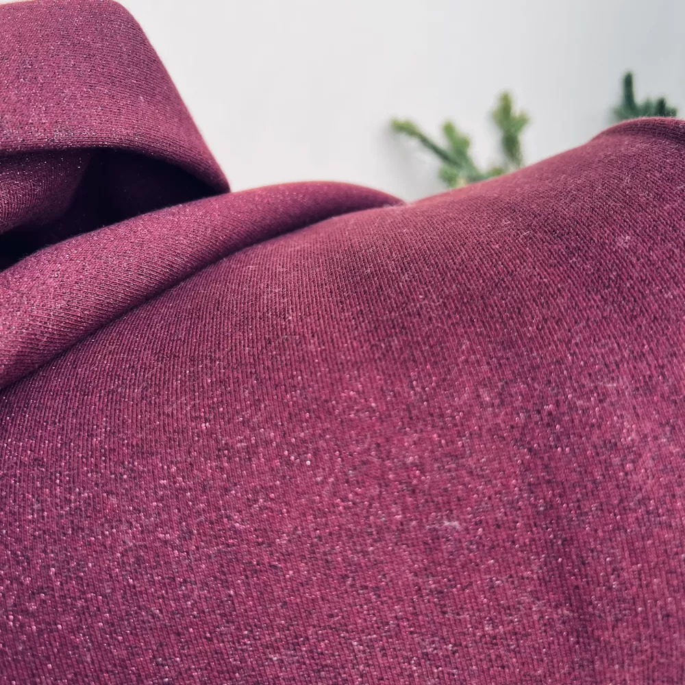 Tissu Sweat Prune Lurex -...