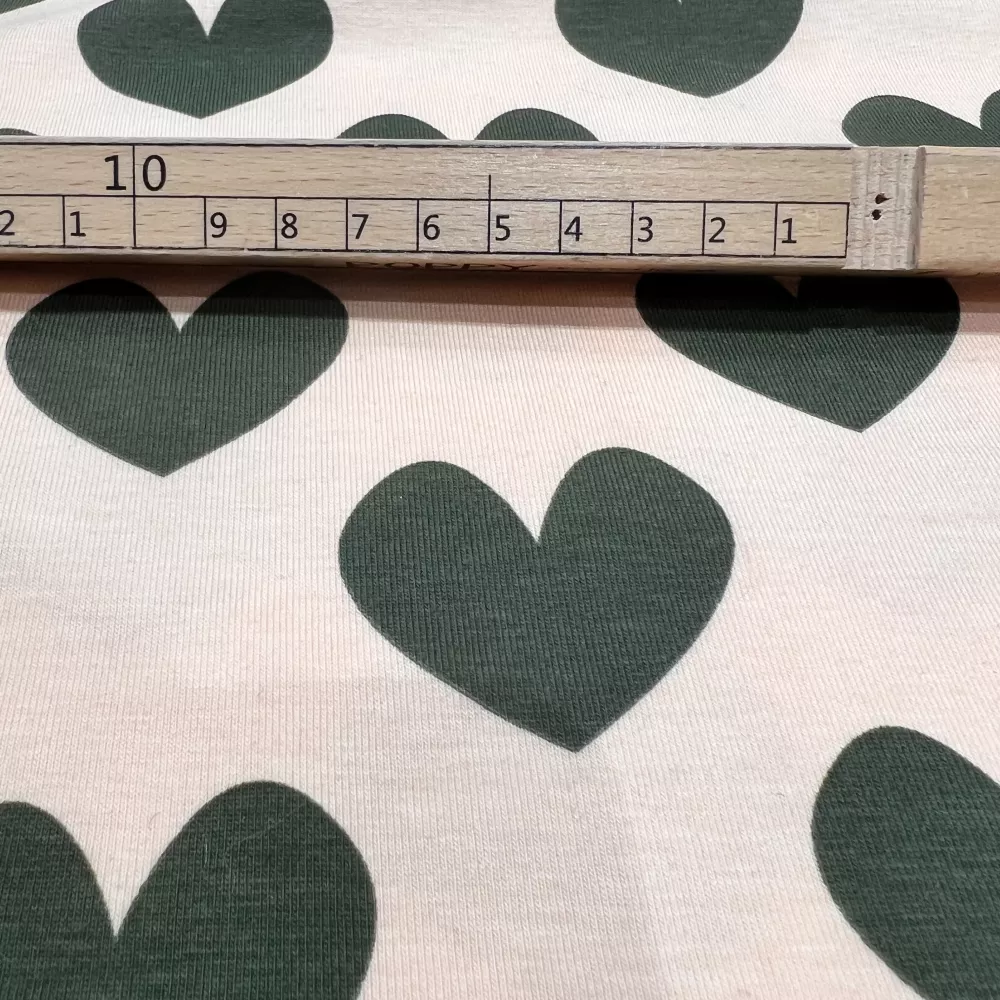 Tissu Jersey Coeur Kaki -...