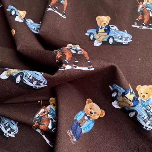 Tissu Sweat Teddy Bear Marron