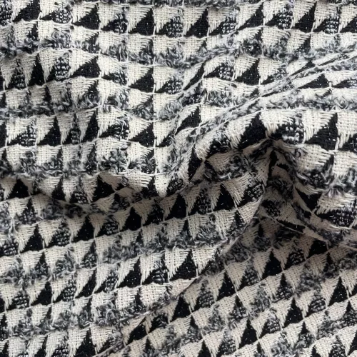 Tissu Tweed Triangles Noir...